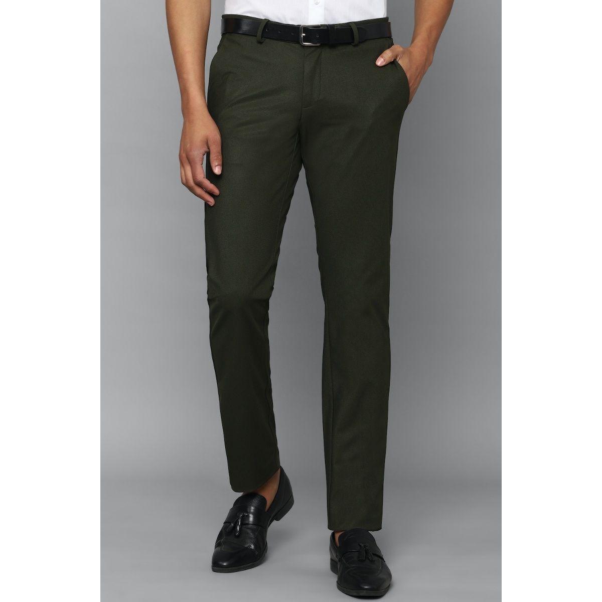 Buy Allen Solly Men Self Design Textured Slim Fit Mid Rise Trousers -  Trousers for Men 21995746 | Myntra
